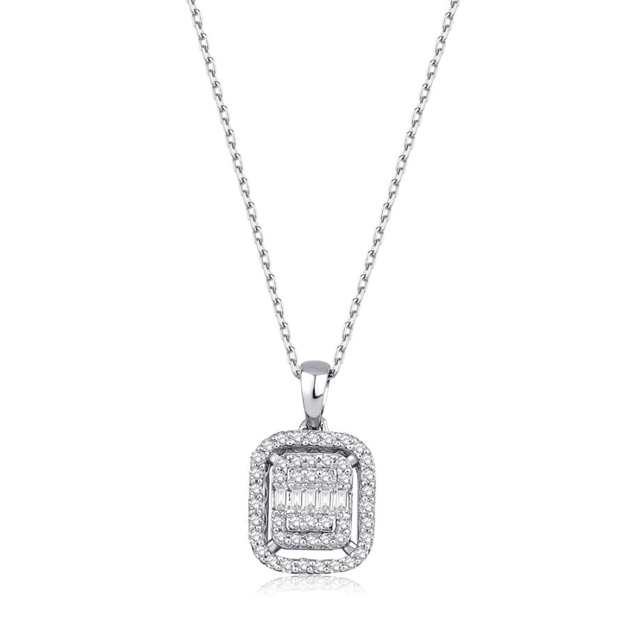 0.16 Carat Diamond Baguette Necklace