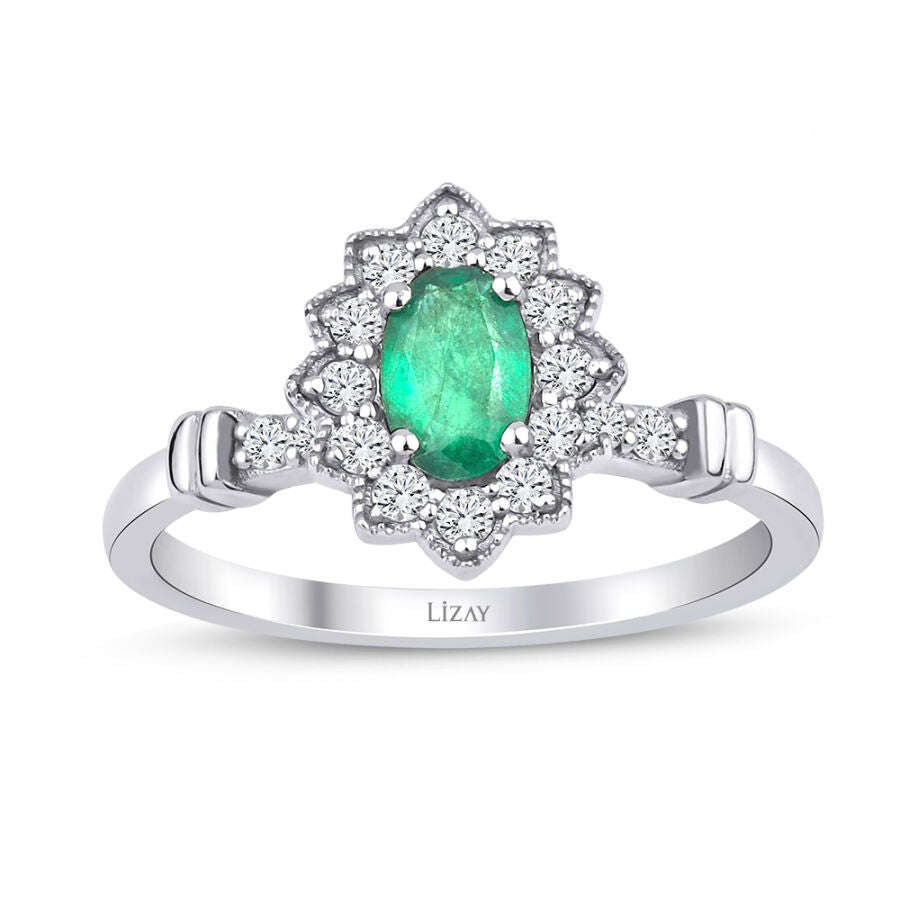 0,71 Carat Diamond Emerald Ring