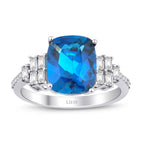 3,79 Carat Diamond Blue Topaz Ring