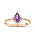 0,43 Carat Diamond Amethyst Stone Ring