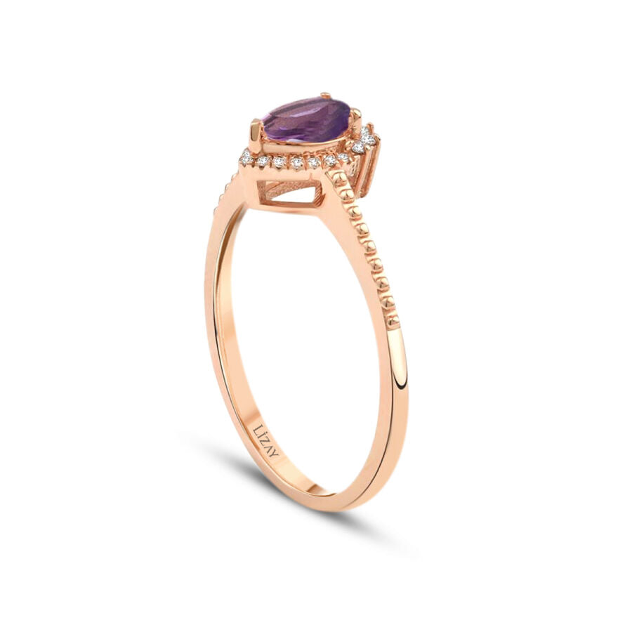 0,43 Carat Diamond Amethyst Stone Ring