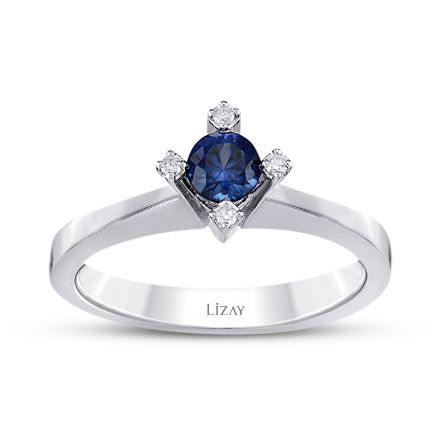 0,54 Carat Diamond Round Solitair Sapphiree Engagement Ring