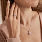 0,06 Carat Diamond Baguette Pear Necklace