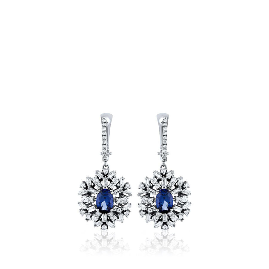 3,66 Carat Diamond Sapphire Earrings