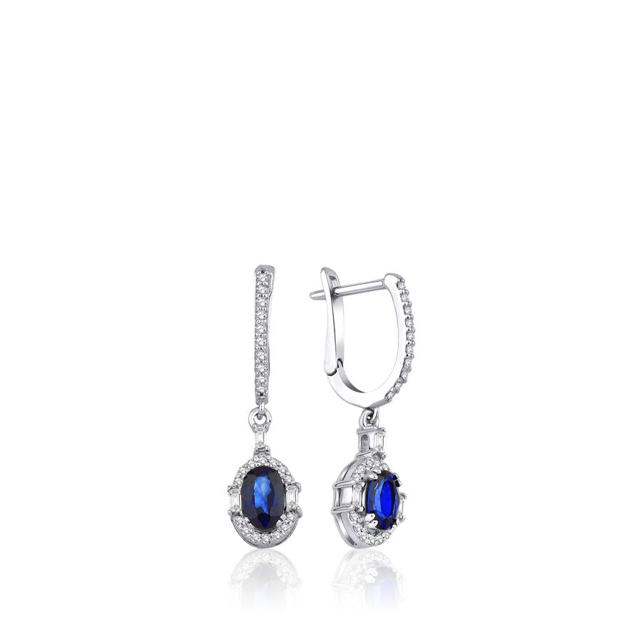 1,40 Carat Diamond Sapphire Earrings