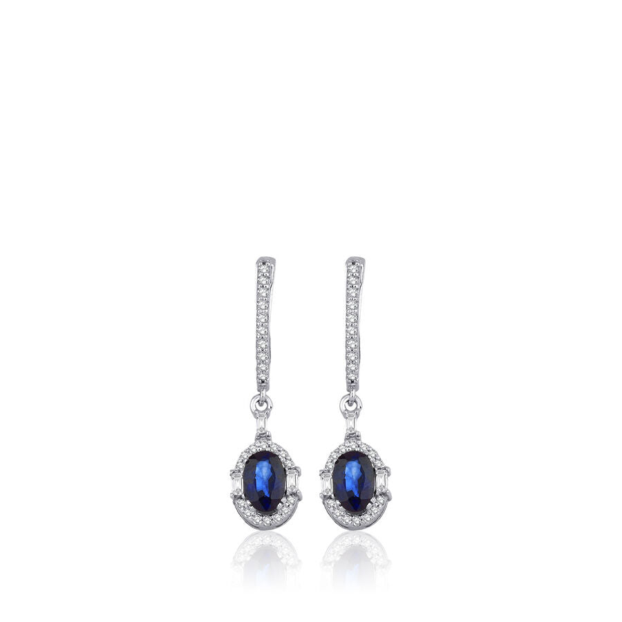 1,40 Carat Diamond Sapphire Earrings