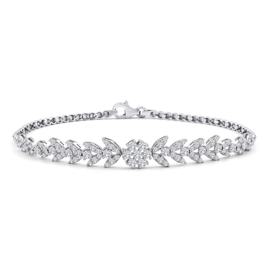 Gold Snowflake and Leaf Tennis Bracelet