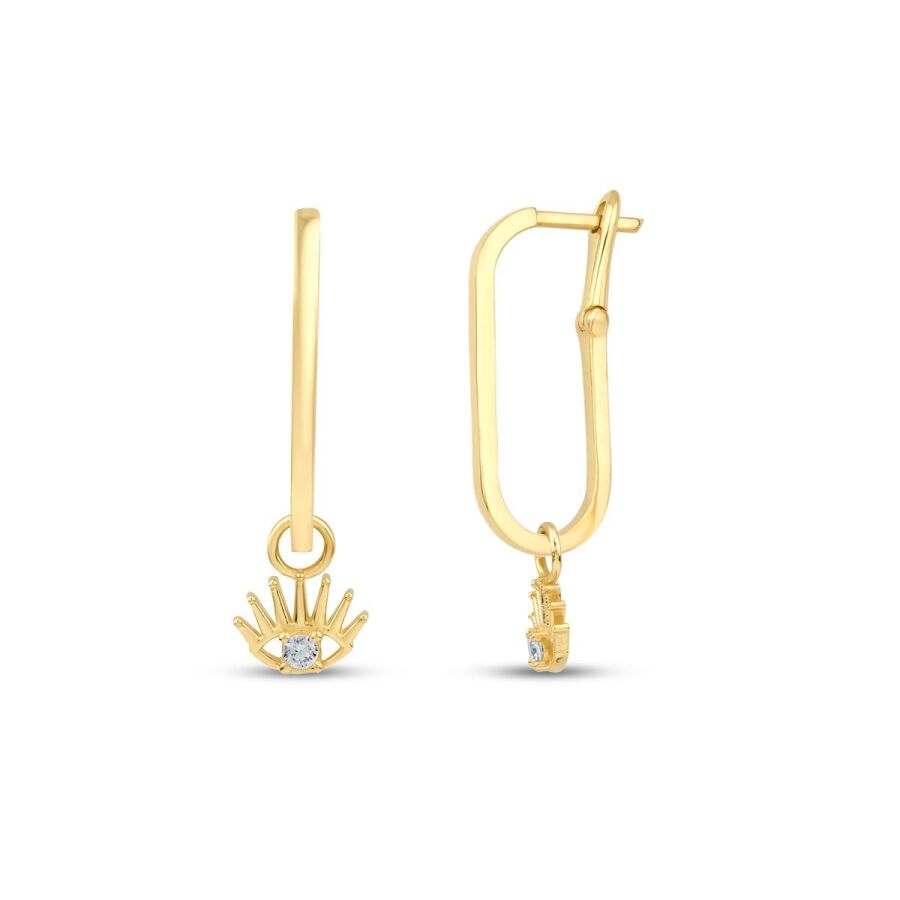 Gold Stone Drop Eye Earrings