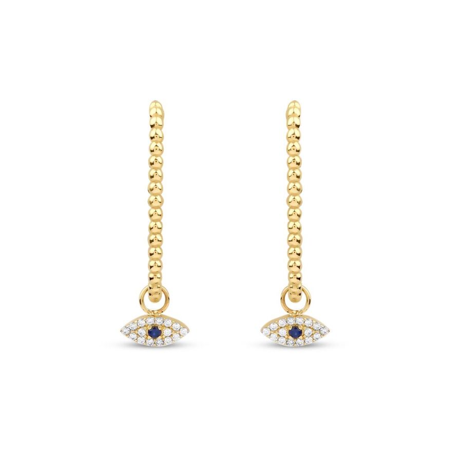Gold Blue Eye Earrings