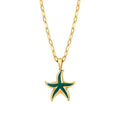 Gold Green Starfish Necklace