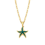Gold Green Starfish Necklace