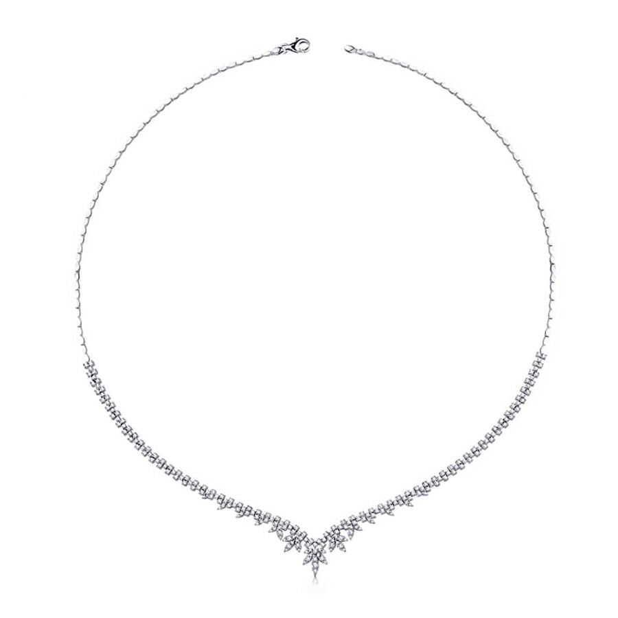 Gold Flower Figured Tennis Necklace