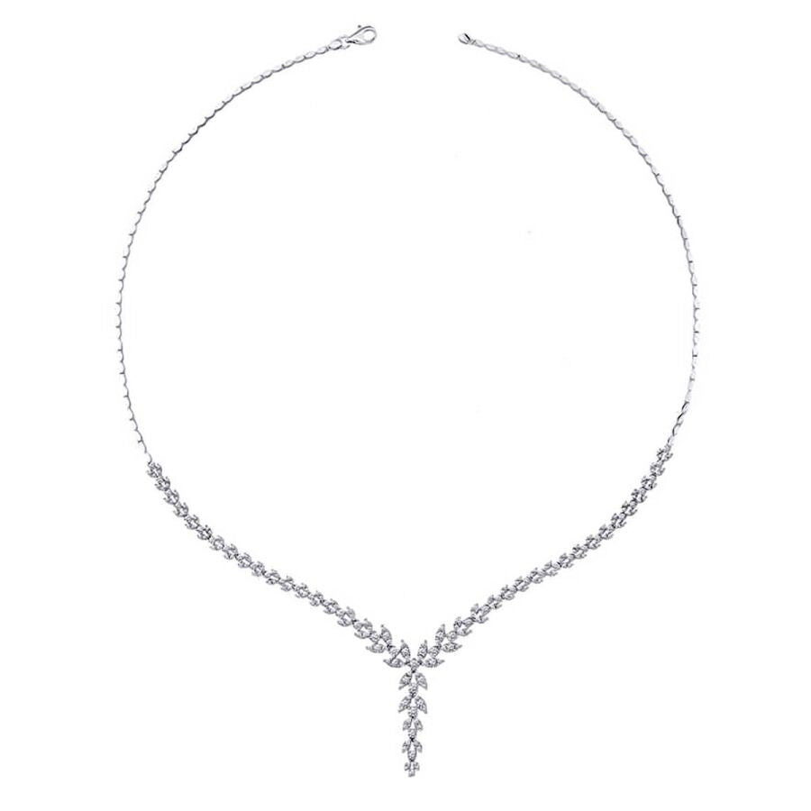 Gold Drop Flower Tennis Collar Necklace