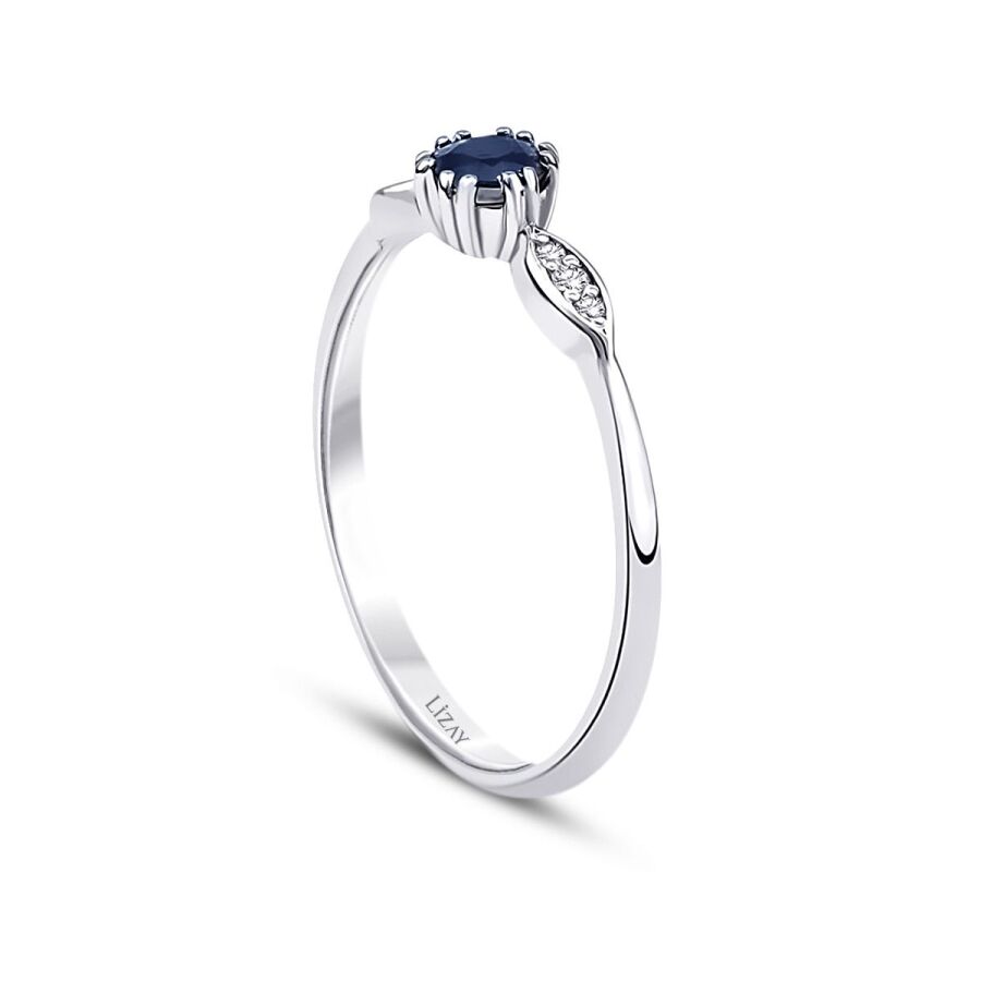 0,35 Carat Diamond Sapphire Ring