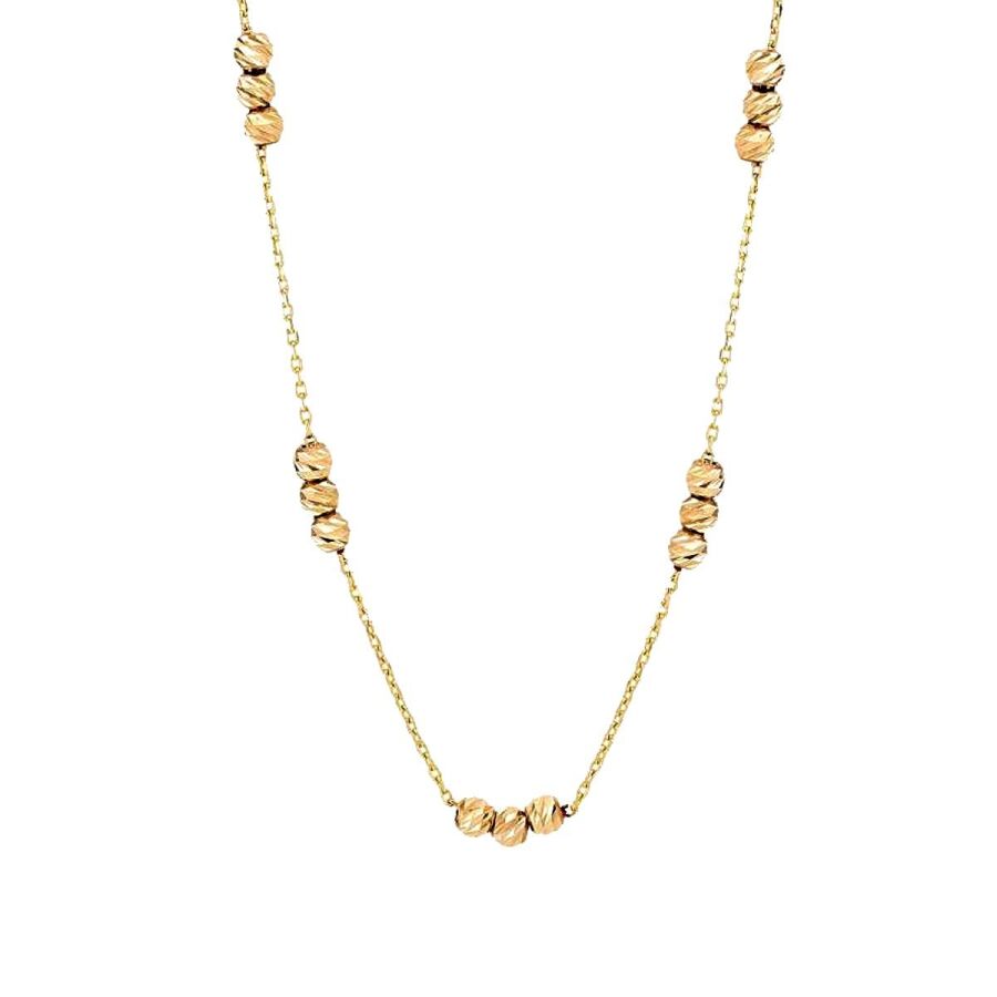 Gold Triple Ball Chain Necklace