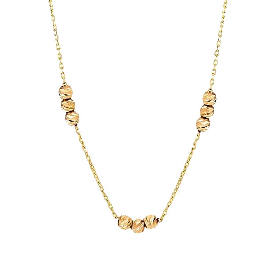 Gold Triple Ball Chain Necklace
