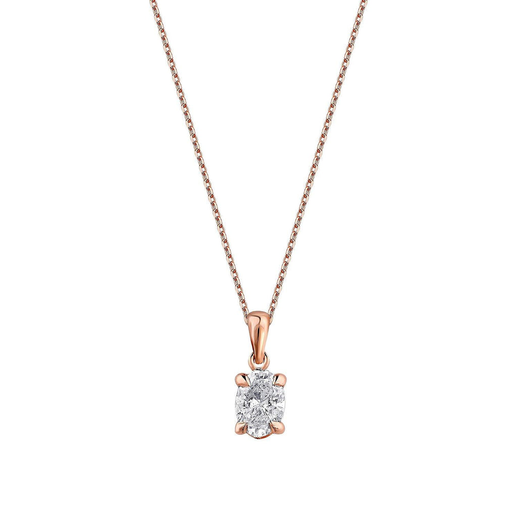 0.50 Carat Diamond Oval Solitaire Necklace
