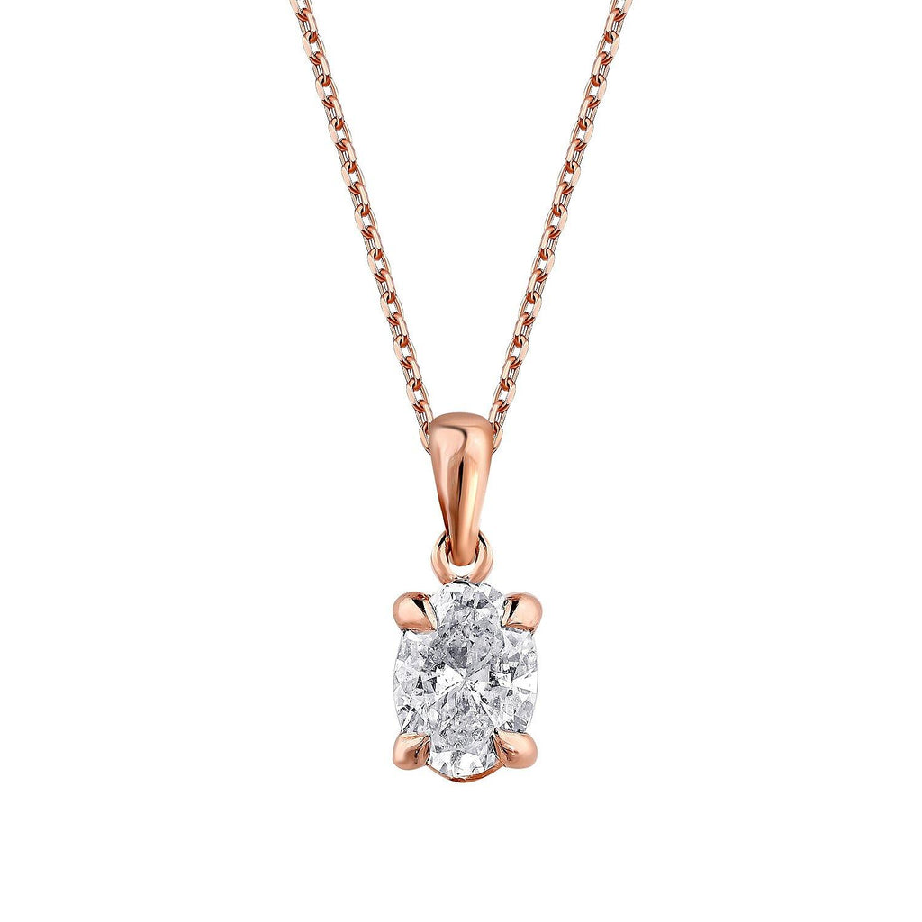 0.50 Carat Diamond Oval Solitaire Necklace