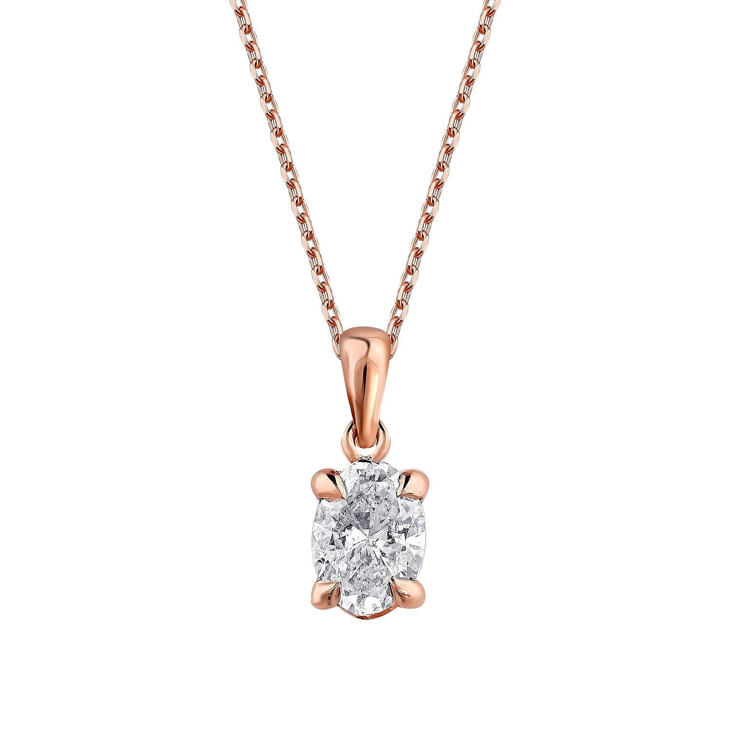 0.50 Carat Diamond Oval Solitaire Necklace