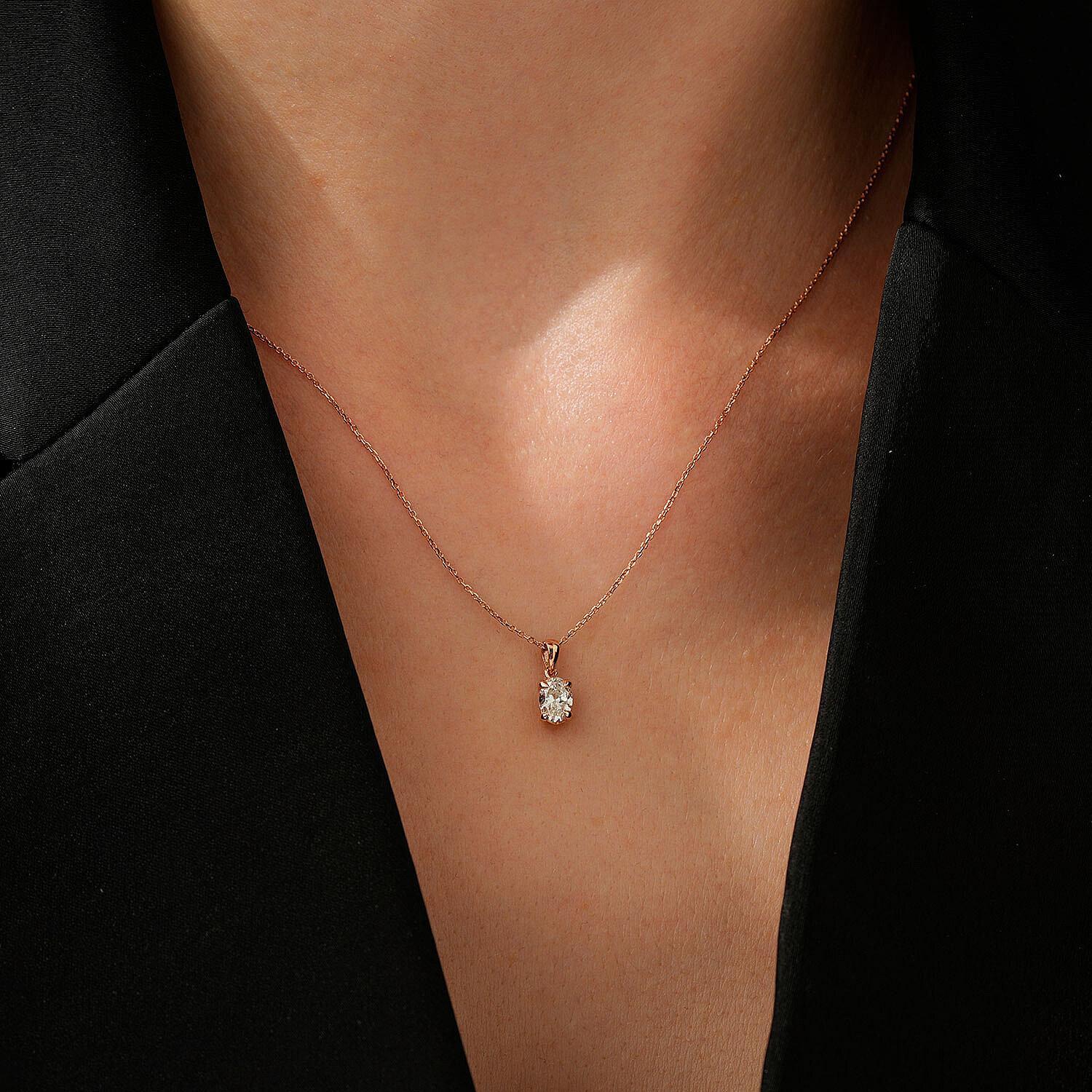 0.50 Carat Diamond Oval Solitaire Necklace