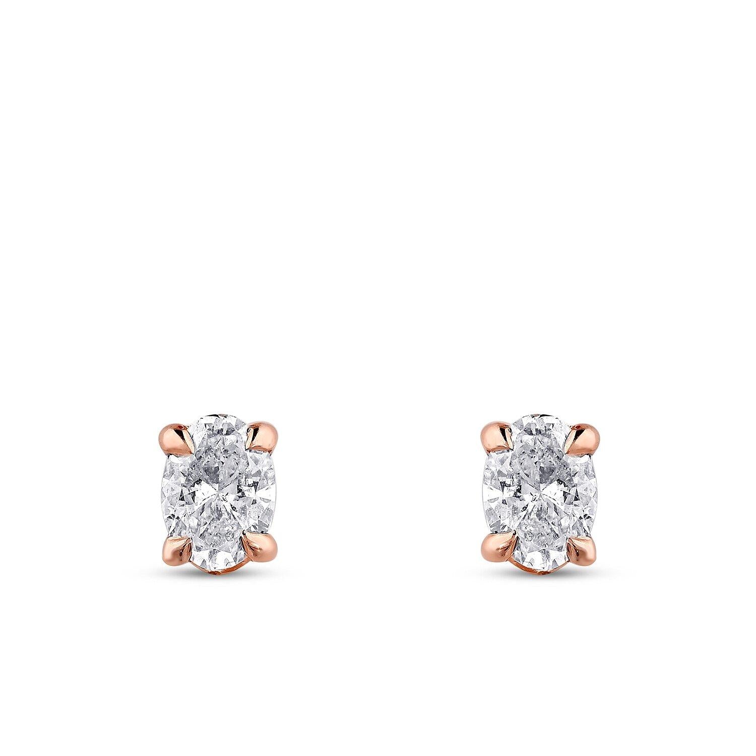1.10 Carat Diamond Oval Solitaire Earrings