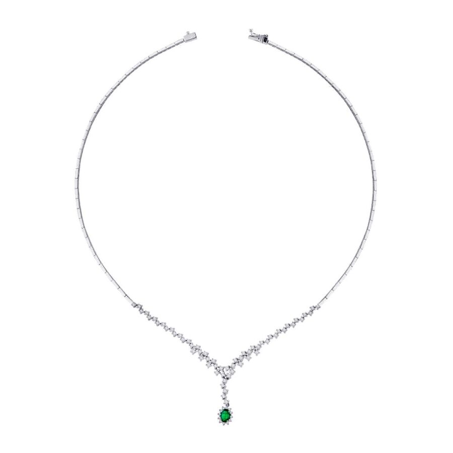 1,83 Carat Diamond Emerald Neckband