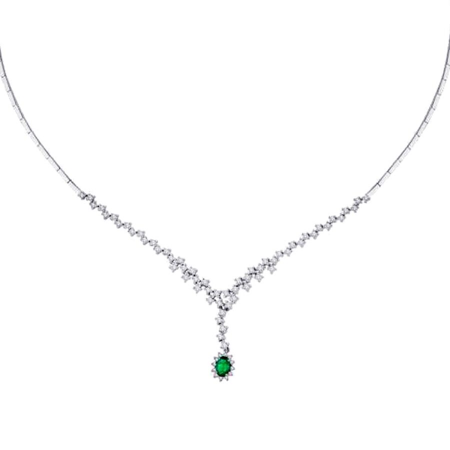 1,83 Carat Diamond Emerald Neckband