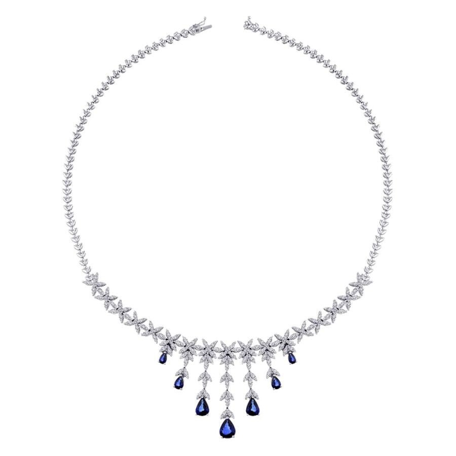 9,87 Carat Diamond Sapphire Neckband