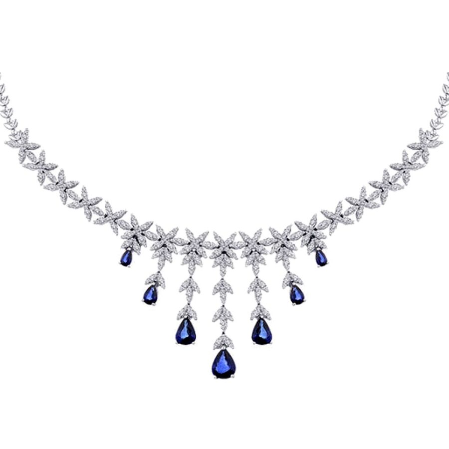 9,87 Carat Diamond Sapphire Neckband