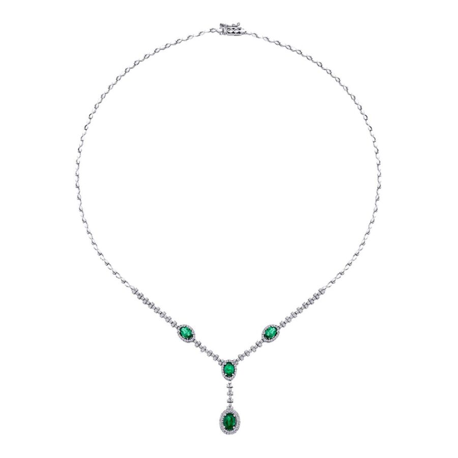 2,84 Carat Diamond Emerald Neckband