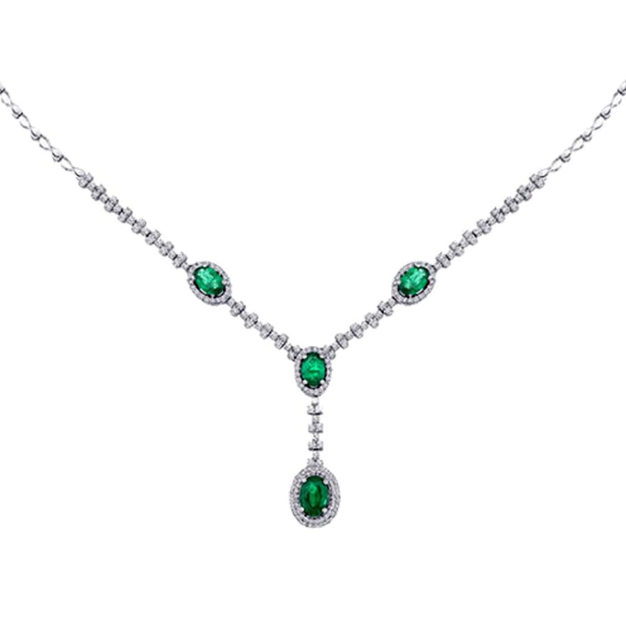 2,84 Carat Diamond Emerald Neckband