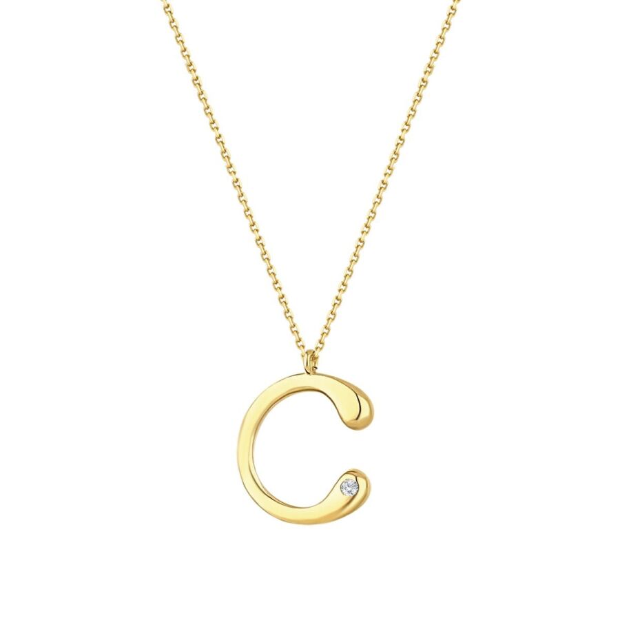 0.02 Carat Diamond C Letter Necklace