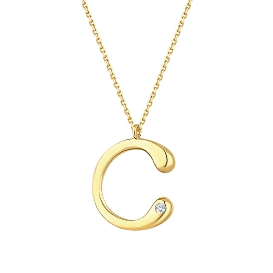 0.02 Carat Diamond C Letter Necklace