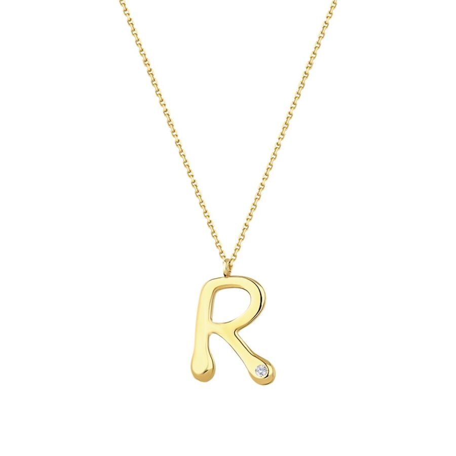 0,02 Carat Diamond R Letter Necklace