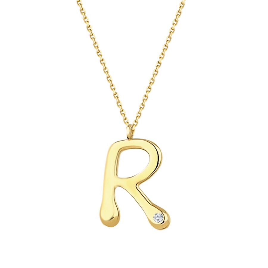 0,02 Carat Diamond R Letter Necklace