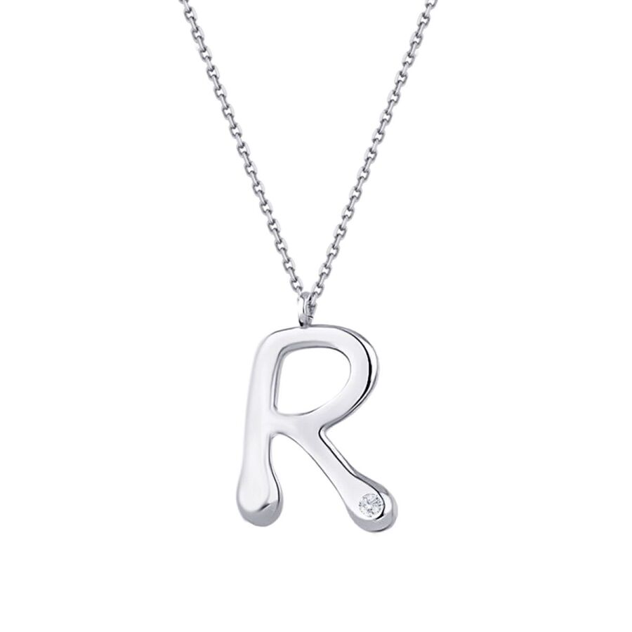 0,02 Carat Diamond R Letter Necklace