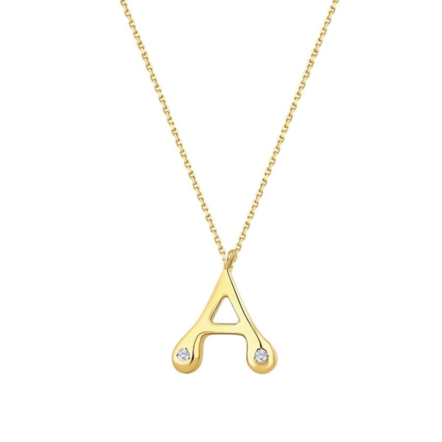0.04 Carat Diamond A Letter Necklace
