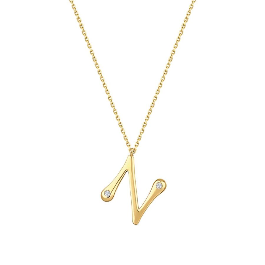 0,04 Carat Diamond N Letter Necklace