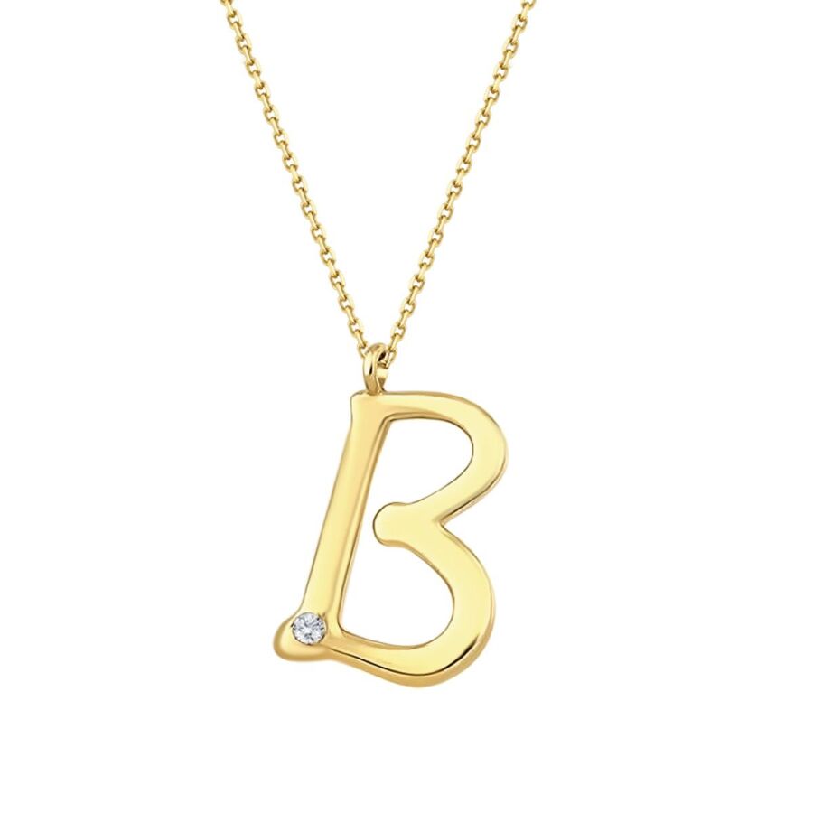 0.02 Carat Diamond B Letter Necklace