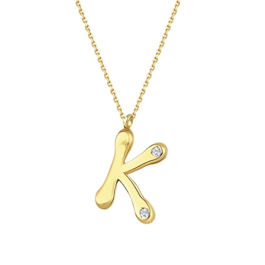 0.04 Carat Diamond K Letter Necklace