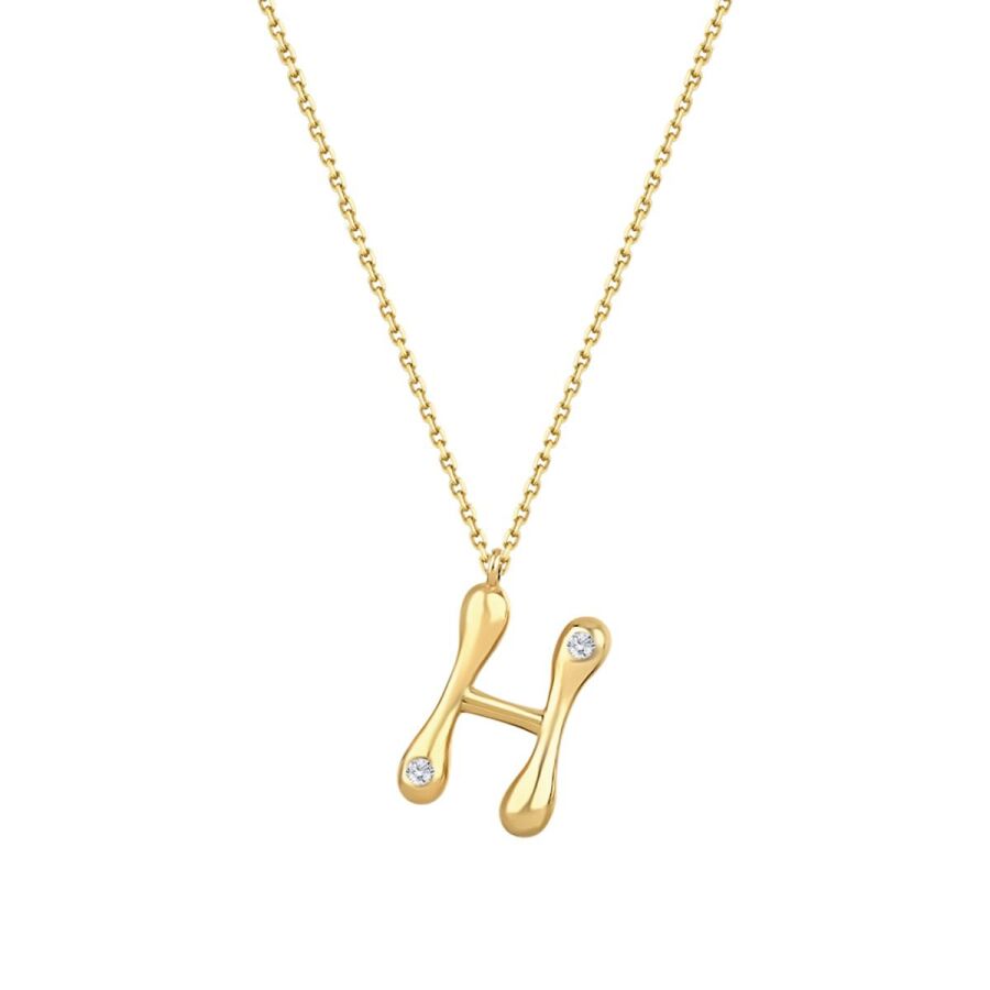 0,04 Carat Diamond H Letter Necklace