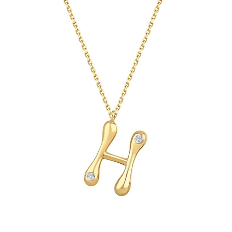 0.04 Carat Diamond H Letter Necklace