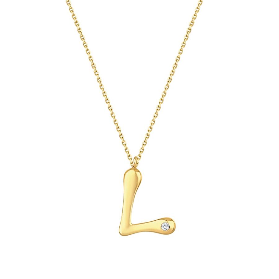 0,02 Carat Diamond L Letter Necklace