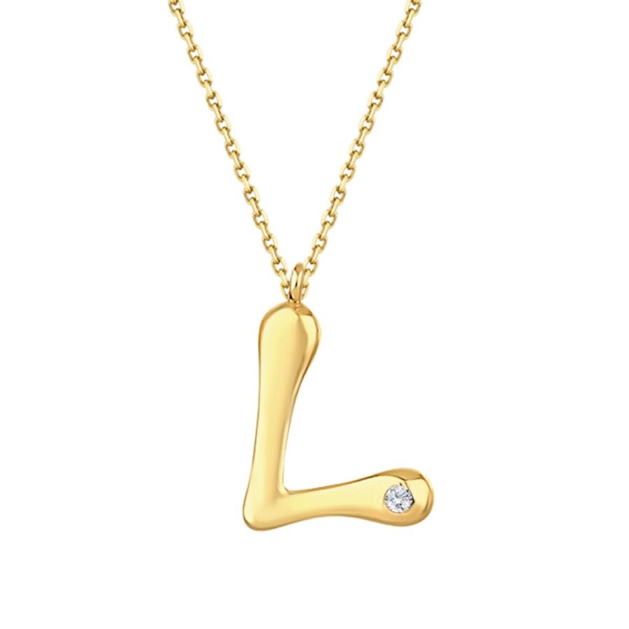 0,02 Carat Diamond L Letter Necklace