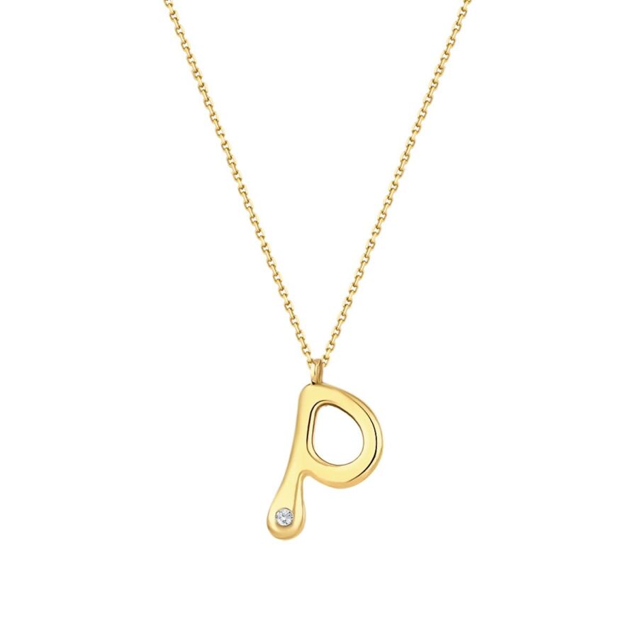 0,02 Carat Diamond P Letter Necklace
