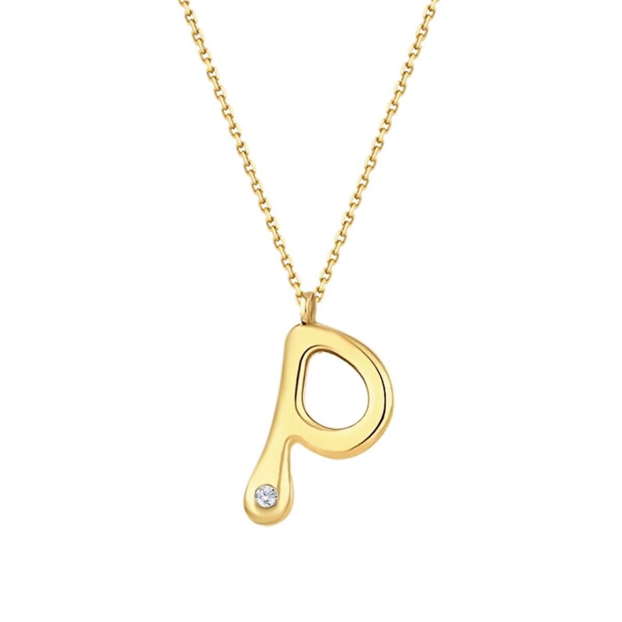0,02 Carat Diamond P Letter Necklace
