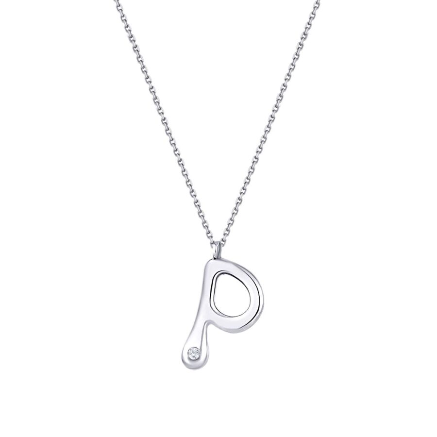0,02 Carat Diamond P Letter Necklace
