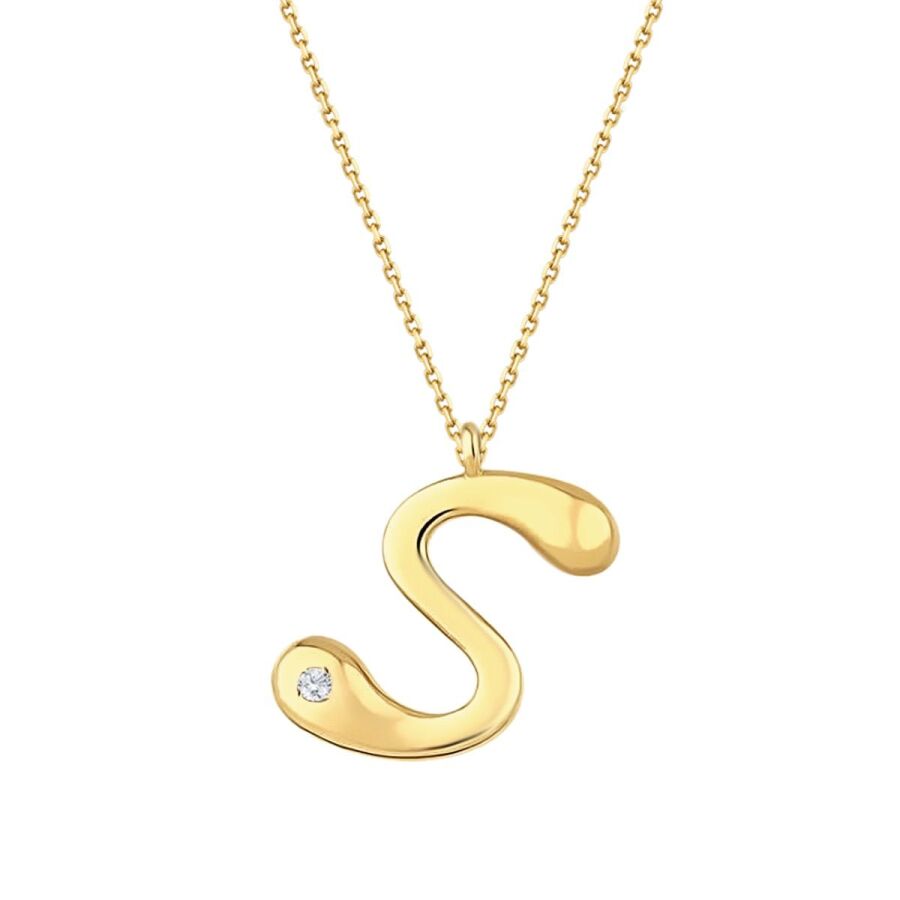 0,02 Carat Diamond S Letter Necklace