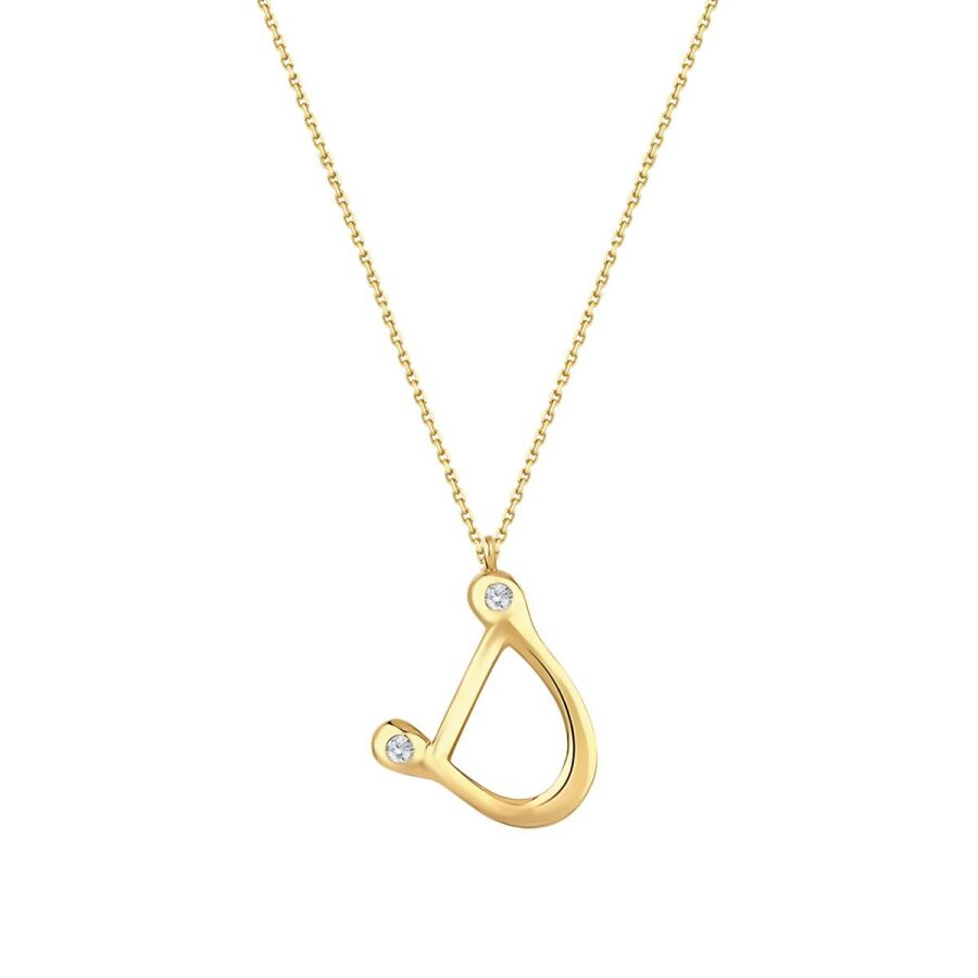 0,04 Carat Diamond D Letter Necklace