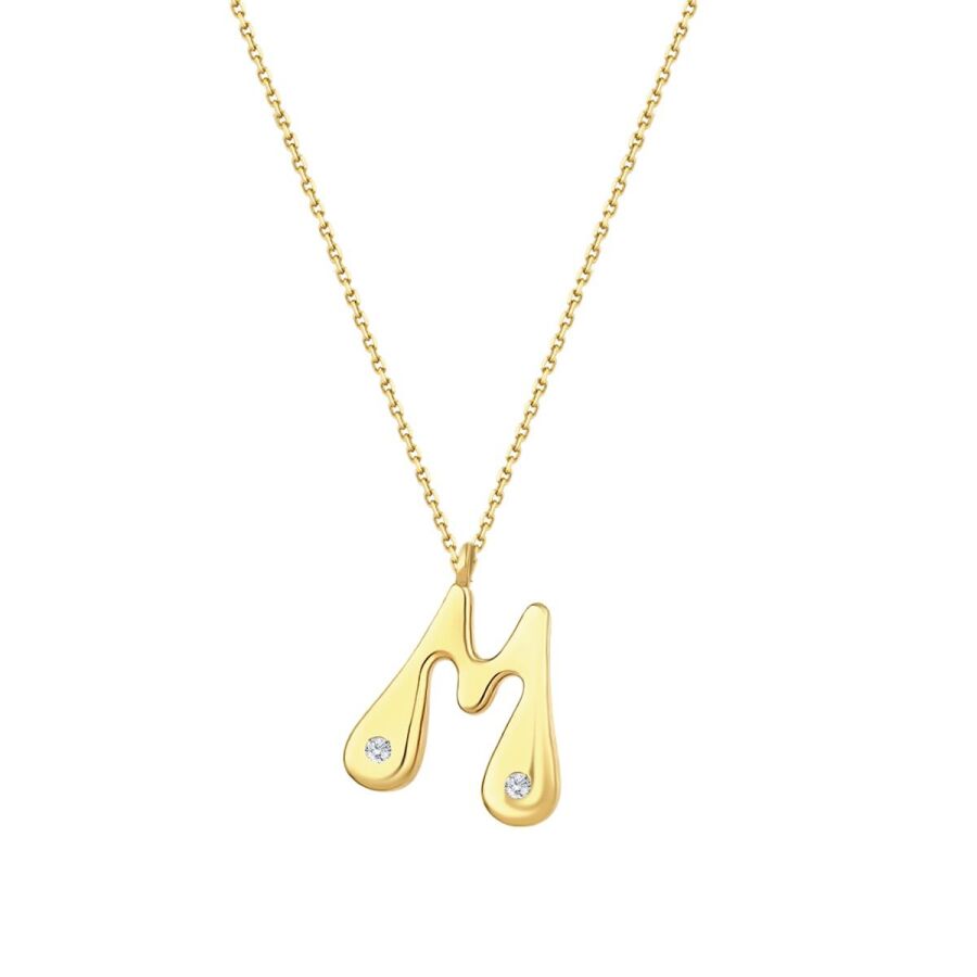0,04 Carat Diamond M Letter Necklace